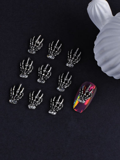 Halloween 10Pcs Skeleton Design Nail Art Decoration Diy Nail Charms Nail Gems Nail Supplies Nails