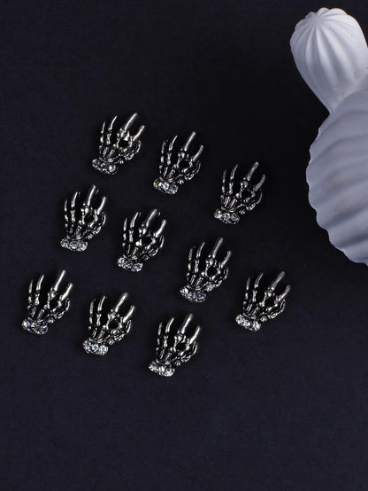 Halloween 10Pcs Skeleton Design Nail Art Decoration Diy Nail Charms Nail Gems Nail Supplies Nails