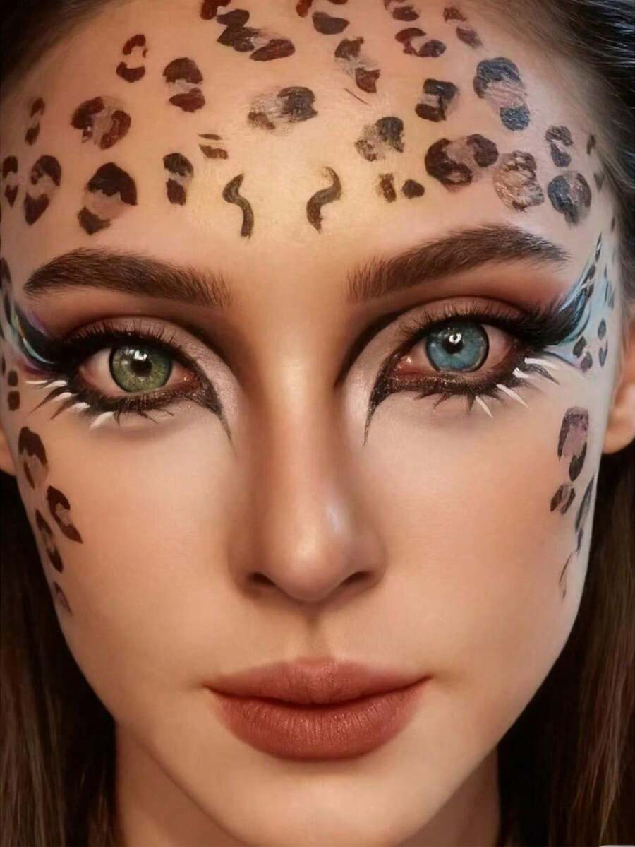 1pc Sexy Hollow Leopard Print Template, Leopard Print Stencil Makeup Tool, Suitable For Halloween, Carnival, Music Festival, Cosplay, Sexy Leopard Makeup, Asymmetric Hollow Template, Painting Template, Spray Template, For Makeup,Travel Essential
