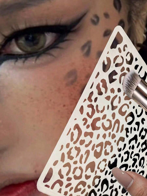 1pc Sexy Hollow Leopard Print Template, Leopard Print Stencil Makeup Tool, Suitable For Halloween, Carnival, Music Festival, Cosplay, Sexy Leopard Makeup, Asymmetric Hollow Template, Painting Template, Spray Template, For Makeup,Travel Essential