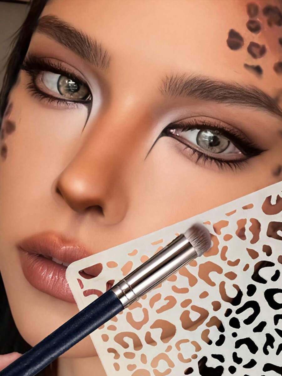 1pc Sexy Hollow Leopard Print Template, Leopard Print Stencil Makeup Tool, Suitable For Halloween, Carnival, Music Festival, Cosplay, Sexy Leopard Makeup, Asymmetric Hollow Template, Painting Template, Spray Template, For Makeup,Travel Essential