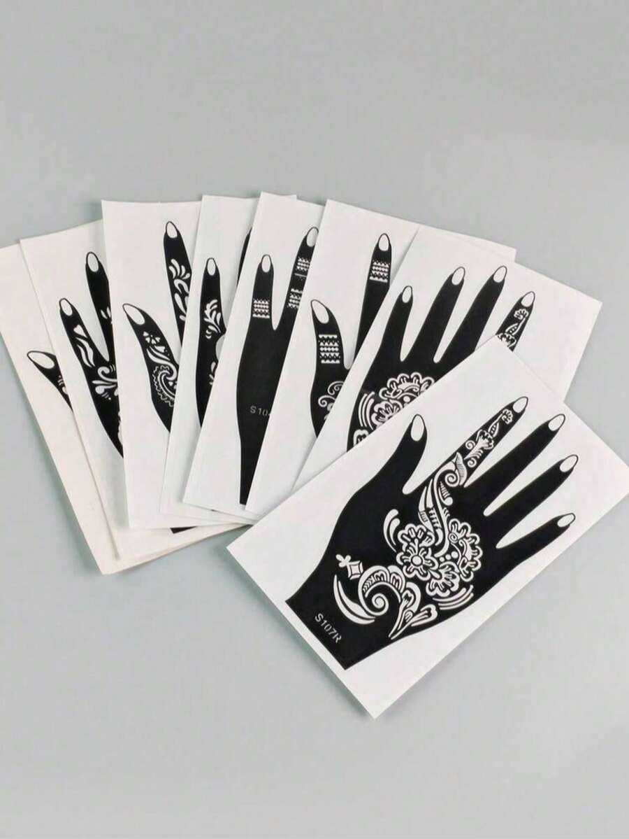 Premium Floral Henna Tattoo Stencil Stickers, Color Painting Temporary Hand Tattoo Stencils, Glitter Painting Hollow Stickers, For Body Art Makeup Mehndi Patterns
