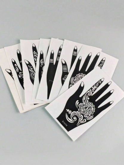 Premium Floral Henna Tattoo Stencil Stickers, Color Painting Temporary Hand Tattoo Stencils, Glitter Painting Hollow Stickers, For Body Art Makeup Mehndi Patterns