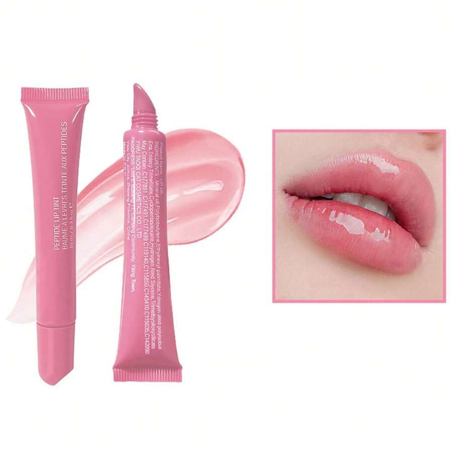 4 Pcs Peptide Lip Tint, Sheer Color And Hydrating Finish Clear Lip Oil, Long Lasting Hydrating Lip Gloss Tinted Lip Balm Non-Sticky Revitalizing, Transparent Lip Care Oil For Dry Lip, 3 Fl Oz,10ml