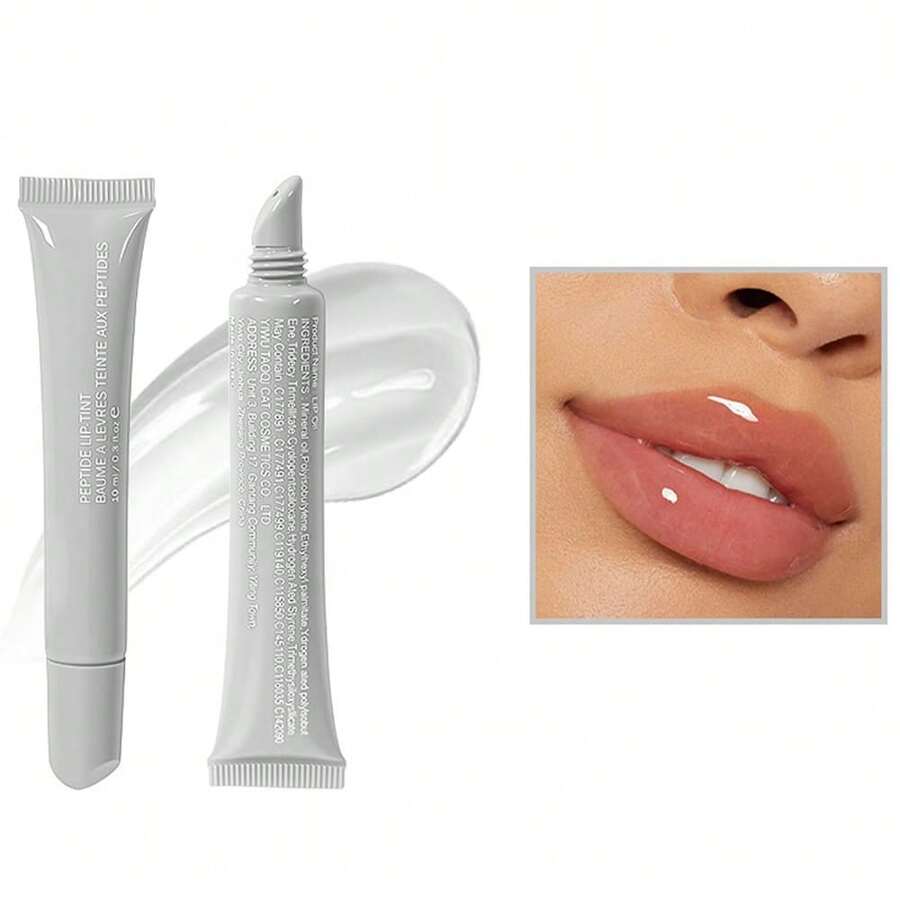 4 Pcs Peptide Lip Tint, Sheer Color And Hydrating Finish Clear Lip Oil, Long Lasting Hydrating Lip Gloss Tinted Lip Balm Non-Sticky Revitalizing, Transparent Lip Care Oil For Dry Lip, 3 Fl Oz,10ml