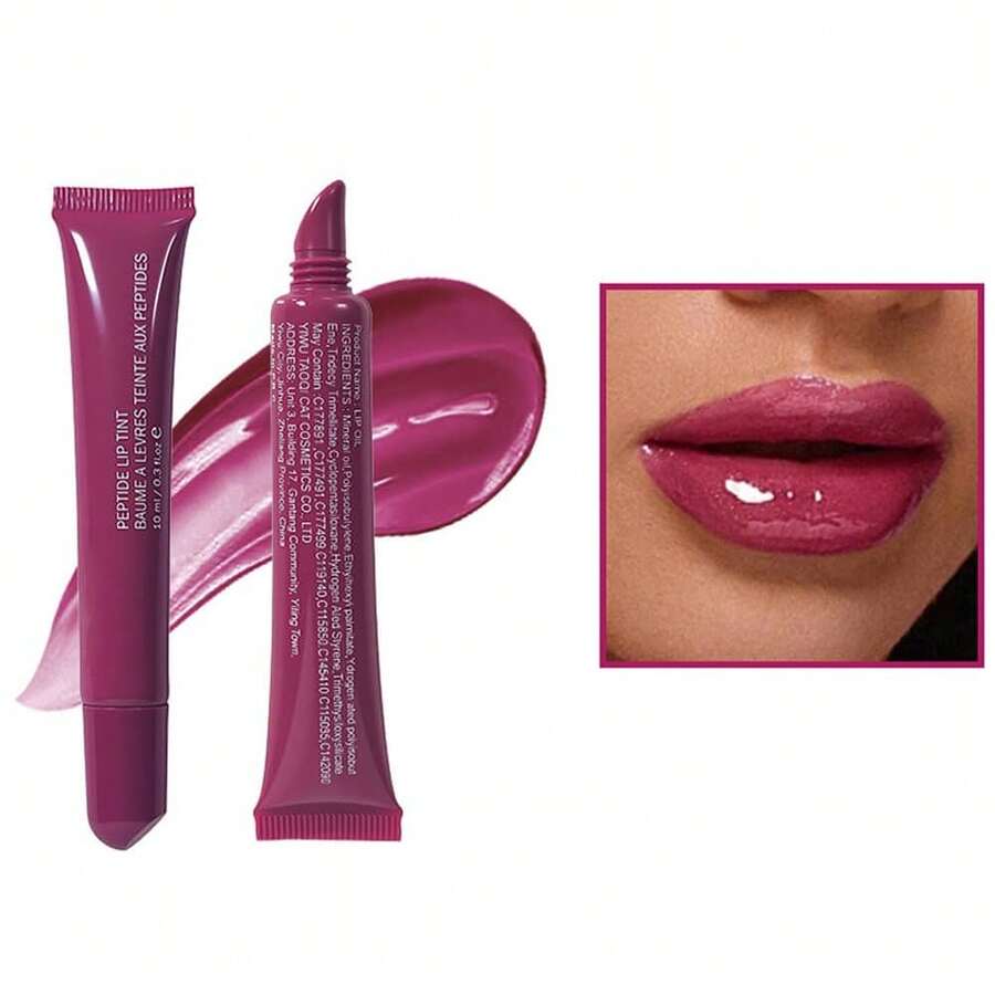 4 Pcs Peptide Lip Tint, Sheer Color And Hydrating Finish Clear Lip Oil, Long Lasting Hydrating Lip Gloss Tinted Lip Balm Non-Sticky Revitalizing, Transparent Lip Care Oil For Dry Lip, 3 Fl Oz,10ml