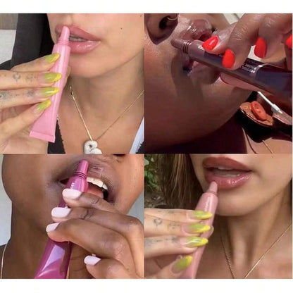 4 Pcs Peptide Lip Tint, Sheer Color And Hydrating Finish Clear Lip Oil, Long Lasting Hydrating Lip Gloss Tinted Lip Balm Non-Sticky Revitalizing, Transparent Lip Care Oil For Dry Lip, 3 Fl Oz,10ml