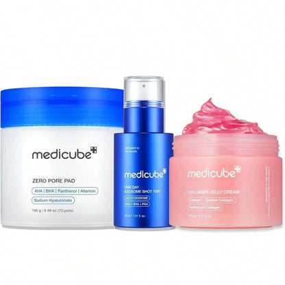 Affordable Value Trio For Pore & Texture Care: Zero Pore Pads 2.0 And Zero Exosome Shot 7,500 PPM Spicule Facial Serum And Collagen Jelly Cream