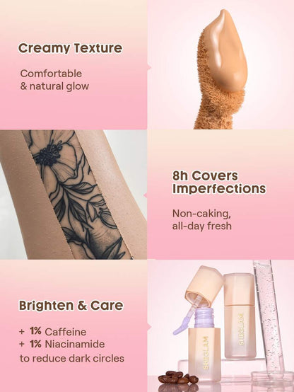 SHEGLAM Hideaway Full-Coverage Concealer-Nude Color Corrector Brightener And Highlighter Brand Beauty Cosmetic Makeup For Women And Girls